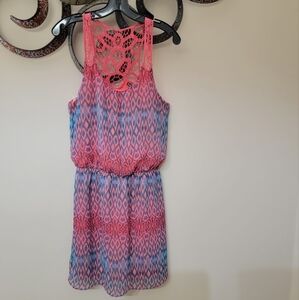 Express Pink and Blue Midi Dress